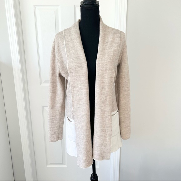 Max Studio Wool Blend Two Toned Open  Front Cardigan - Picture 1 of 15